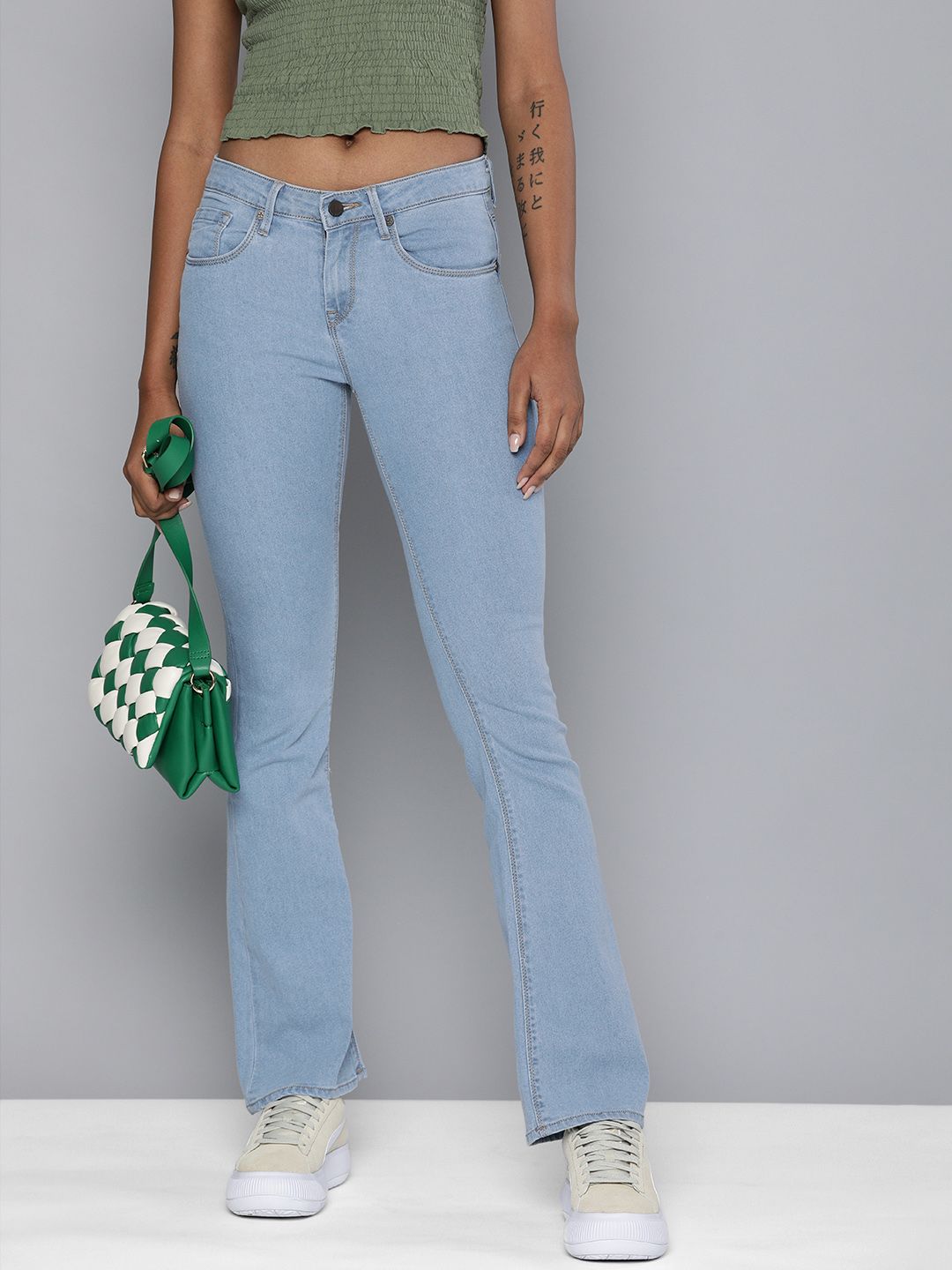 HERE&NOW Women Blue Bootcut Stretchable Jeans Price in India