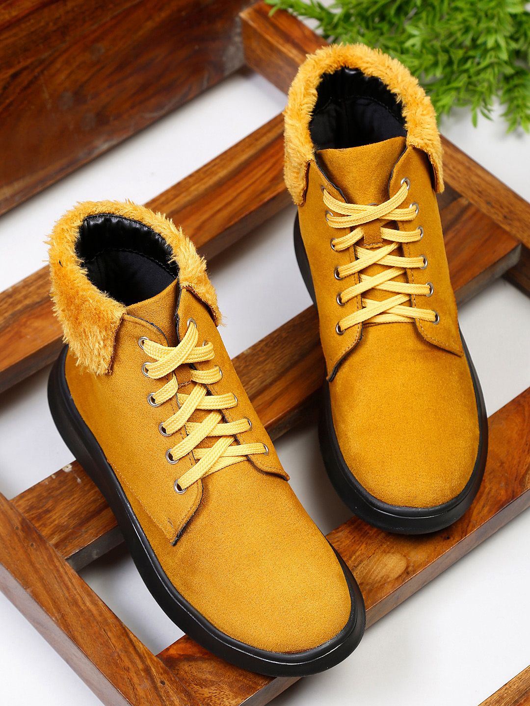 Bruno Manetti Women Yellow Suede Flat Boots Price in India