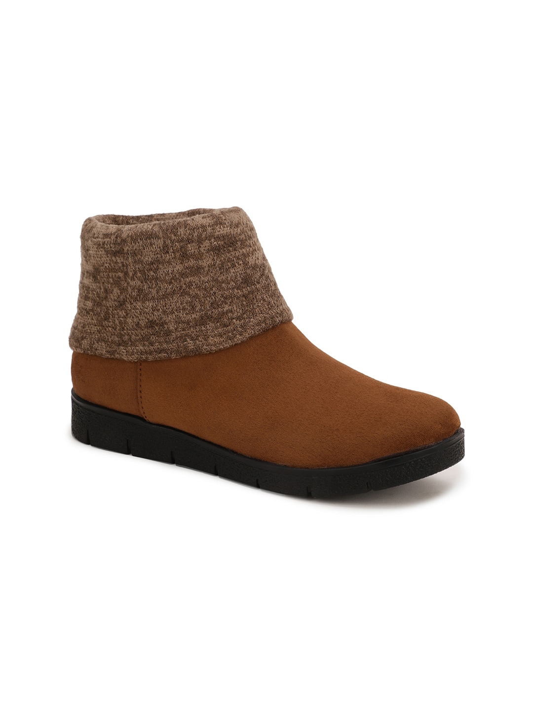 Bruno Manetti Women Tan Suede Flat Boots Price in India