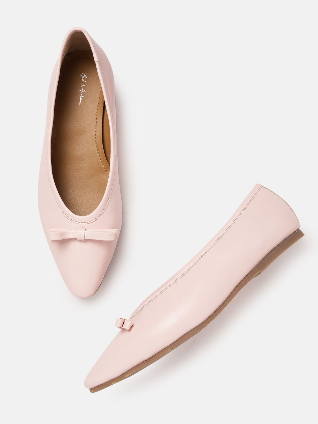 Mast & Harbour Women Peach-Coloured Solid Ballerinas with Bows Price in India