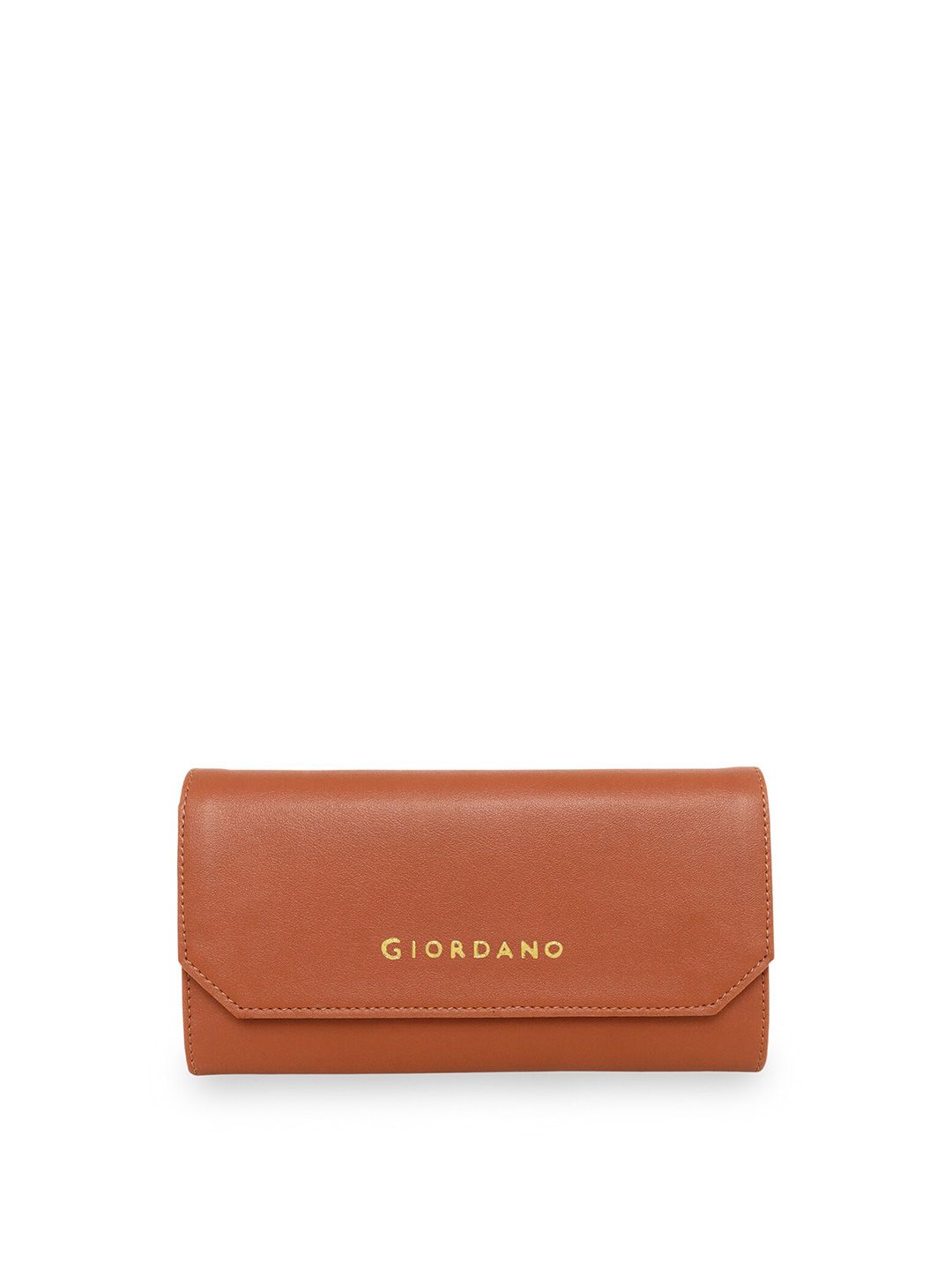 GIORDANO Women Tan & Gold-Toned PU Two Fold Wallet Price in India