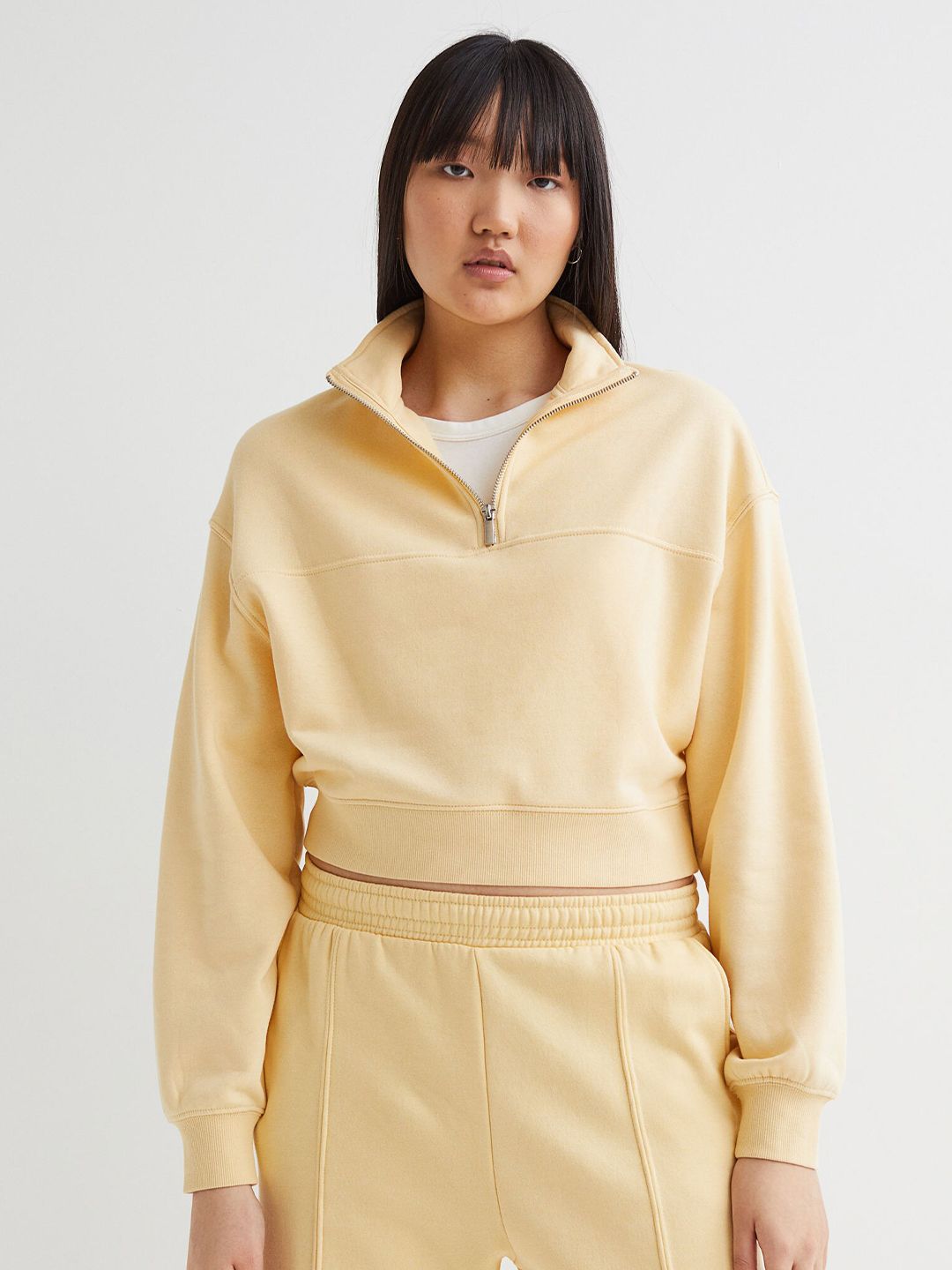 H&M Women Yellow Zip-top Sweatshirt Price in India