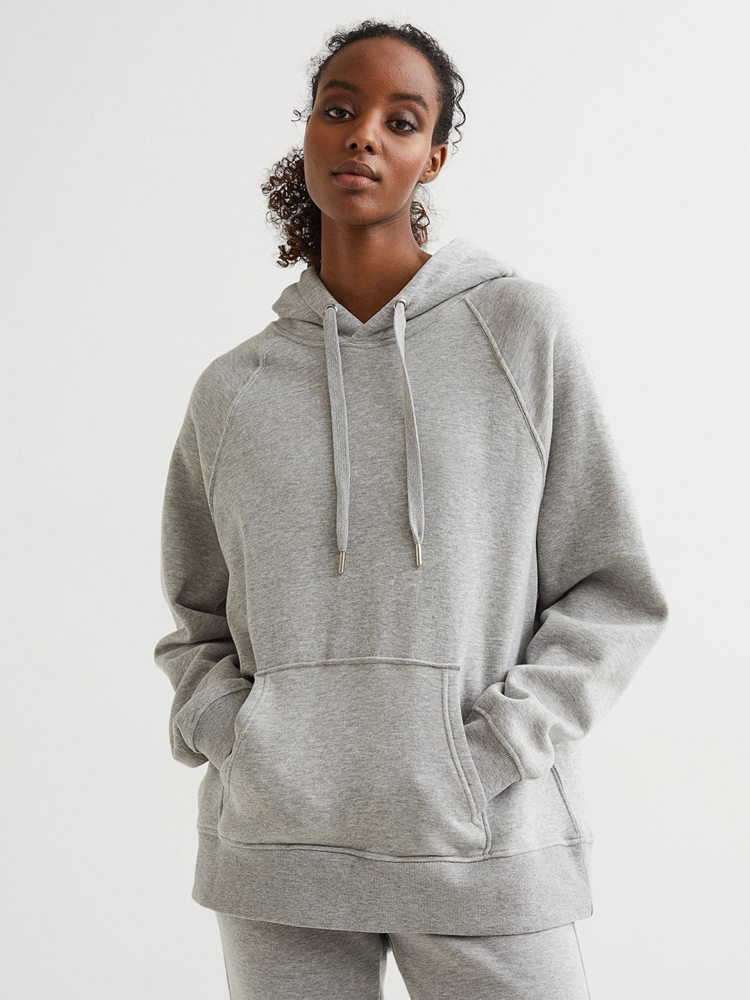 H&M Women Grey Oversized Hoodie Price in India