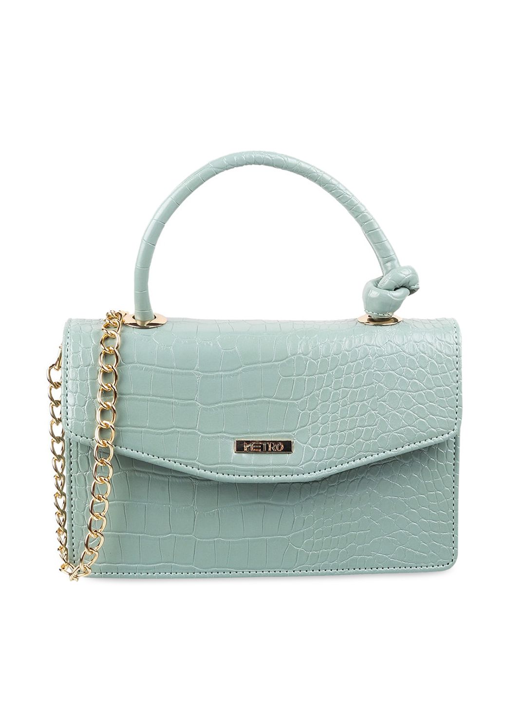 Metro Green PU Structured Satchel Price in India