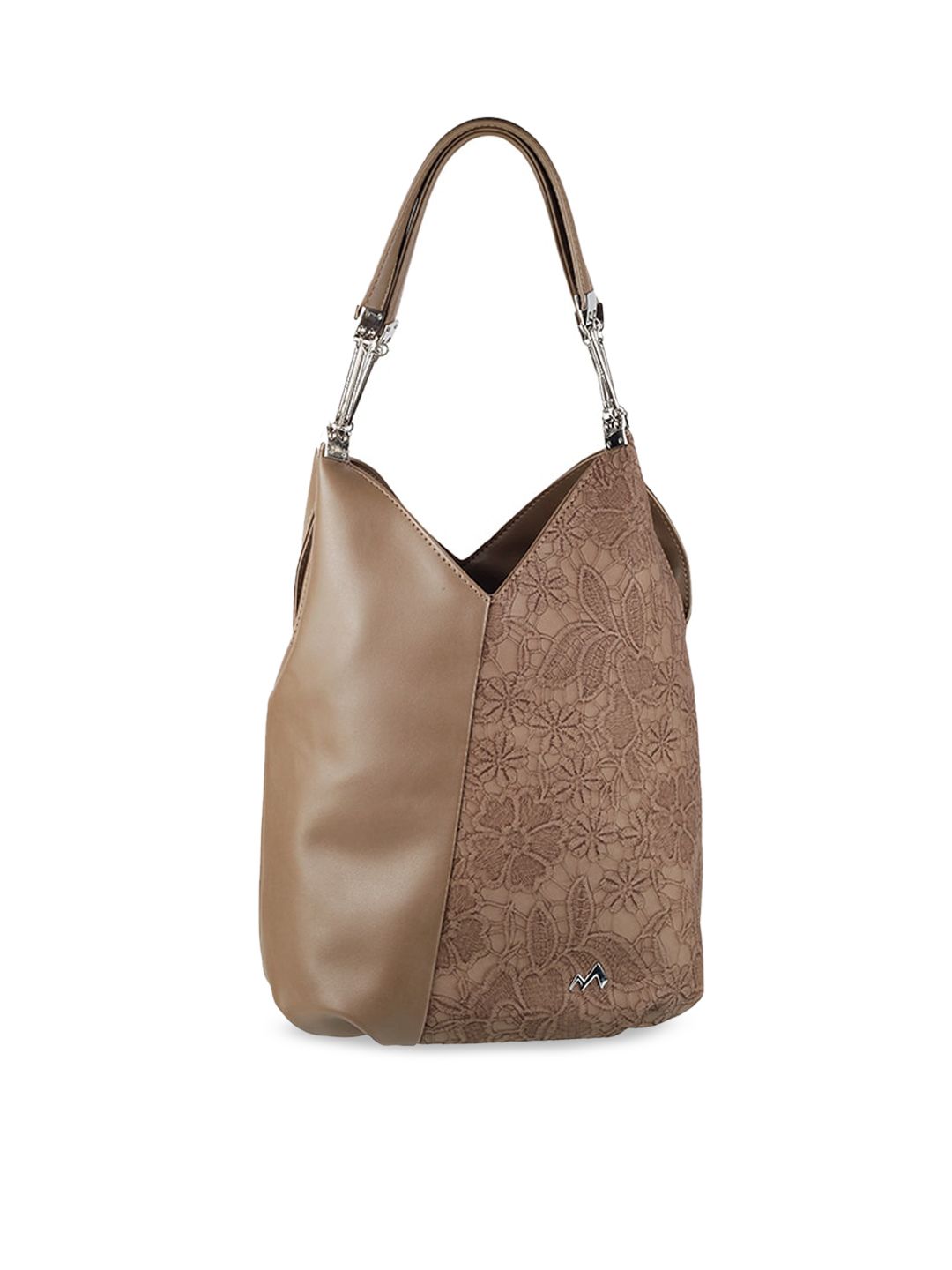 Metro Brown Textured PU Structured Hobo Bag with Cut Work Price in India