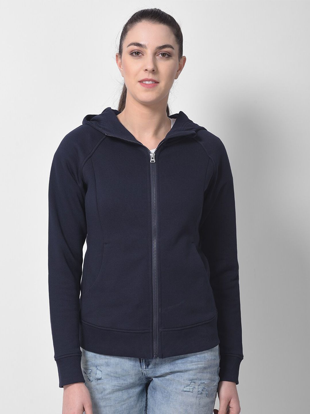 Woodland Women Navy Blue Hooded Sweatshirt Price in India