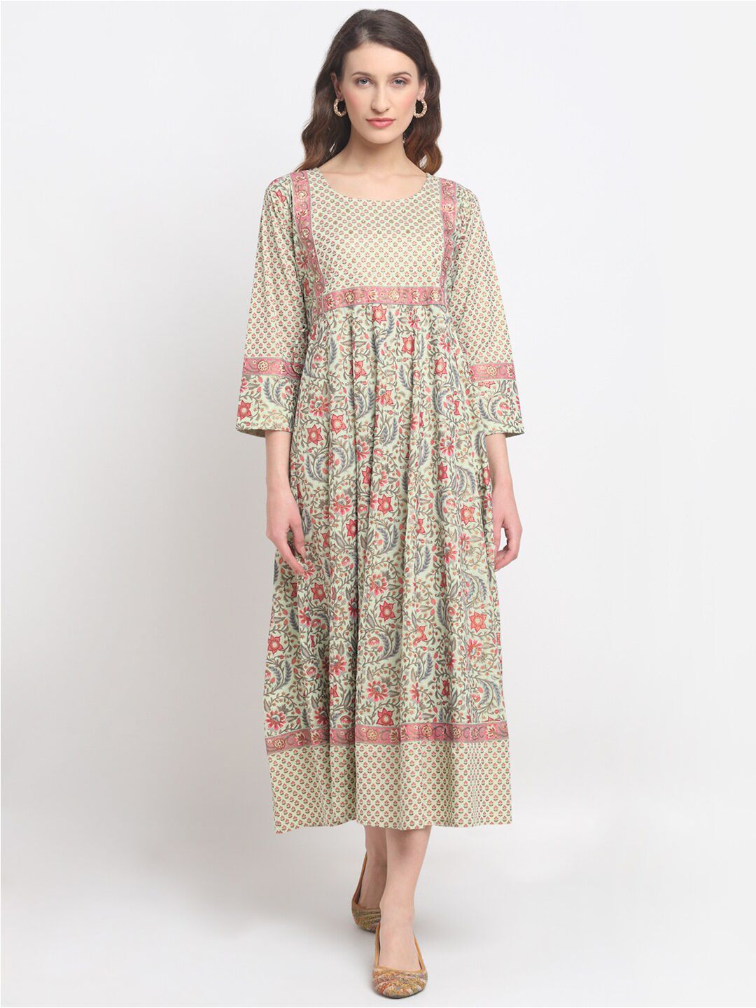 SOUNDARYA Olive Green Floral Maxi Dress Price in India