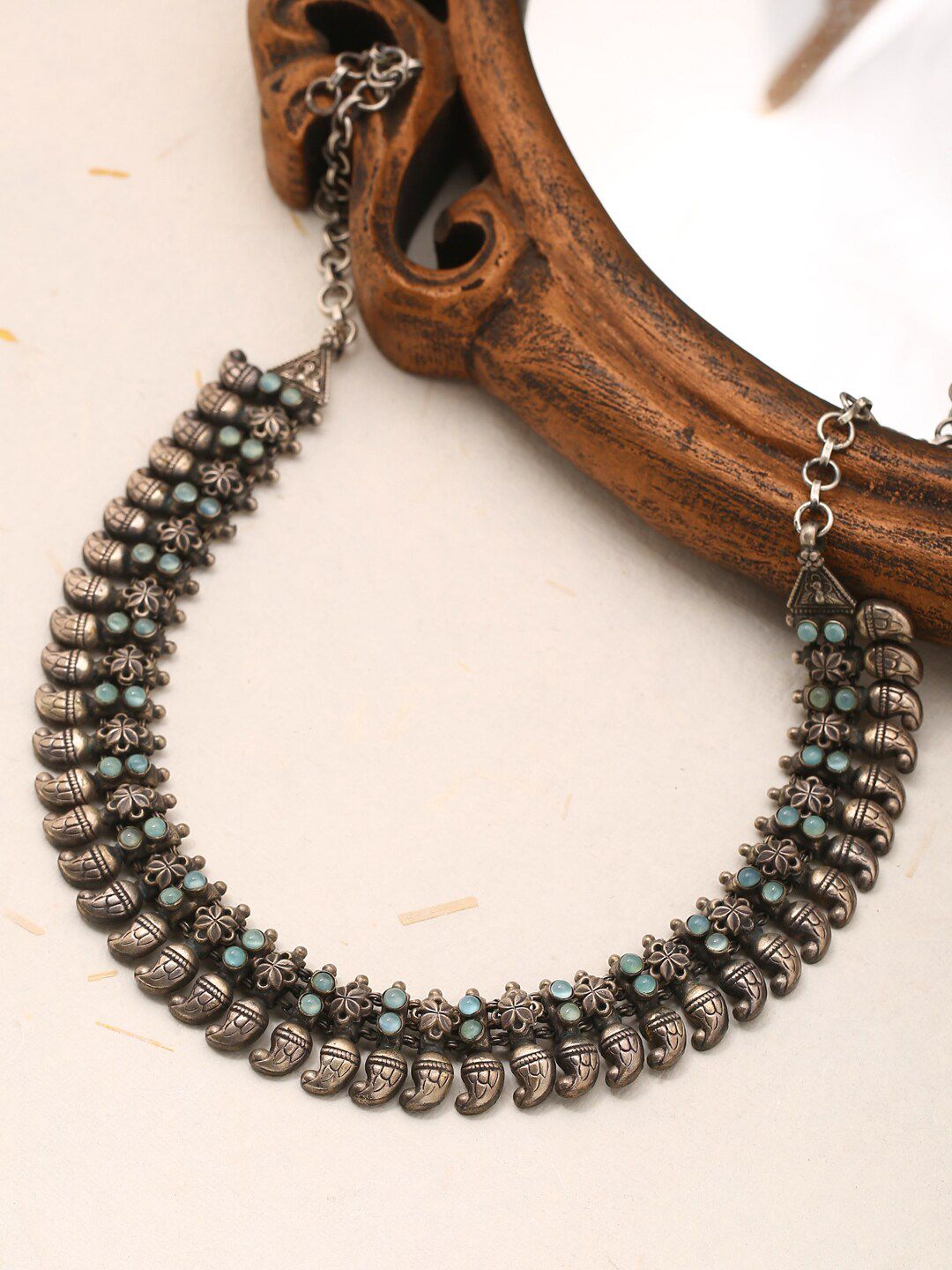 ADORN by Nikita Ladiwala Silver-Toned Sterling Silver Oxidised Necklace Price in India