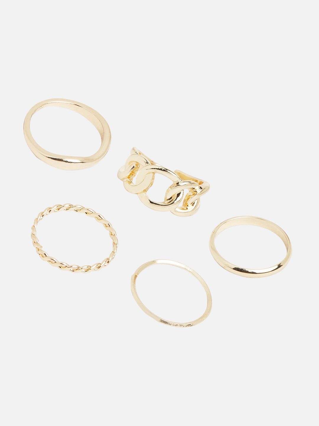 20Dresses Set of 5 Gold-Plated Finger Rings Price in India