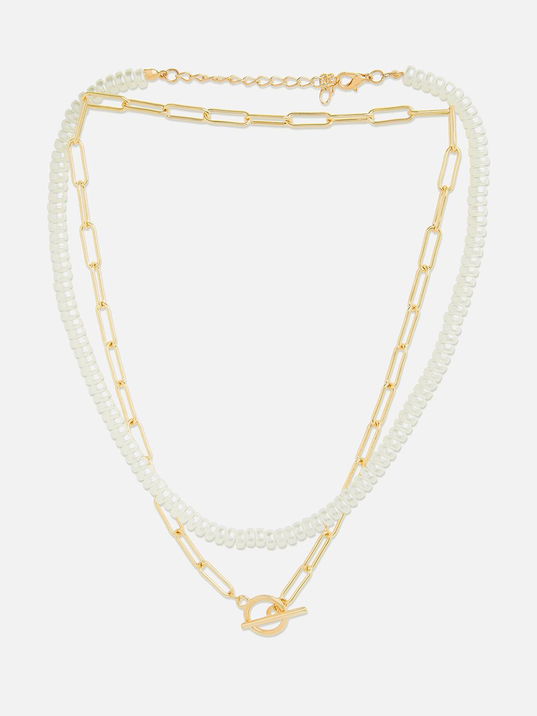 20Dresses Gold-Toned & White Pearls Layered Necklace Price in India