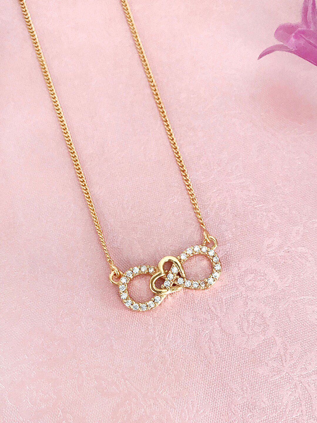 Mikoto by FableStreet Gold-Plated Brass Infinite Love Necklace Price in India