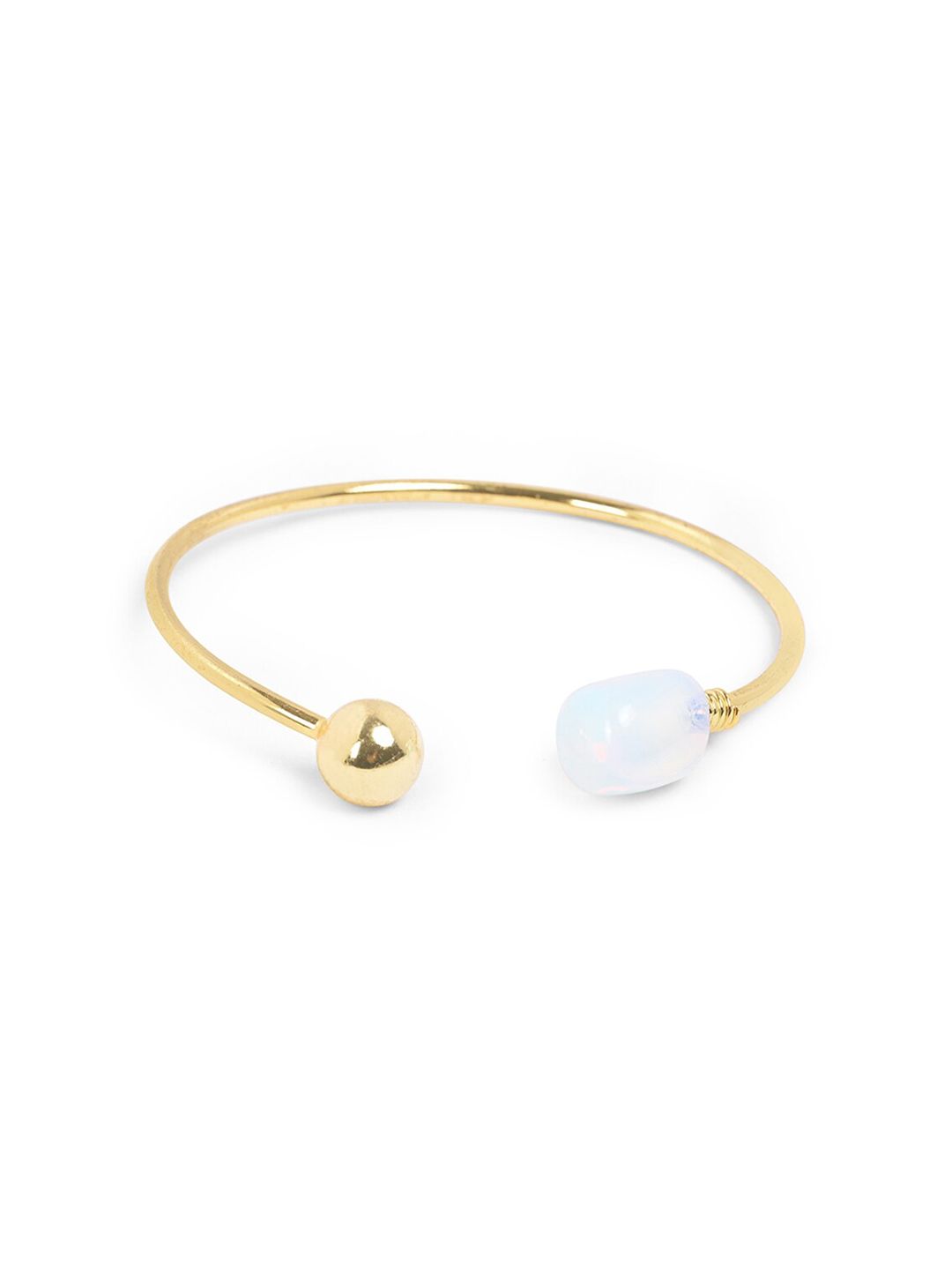 Mikoto by FableStreet Women Gold-Toned & White Brass Opal Gold-Plated Cuff Bracelet Price in India