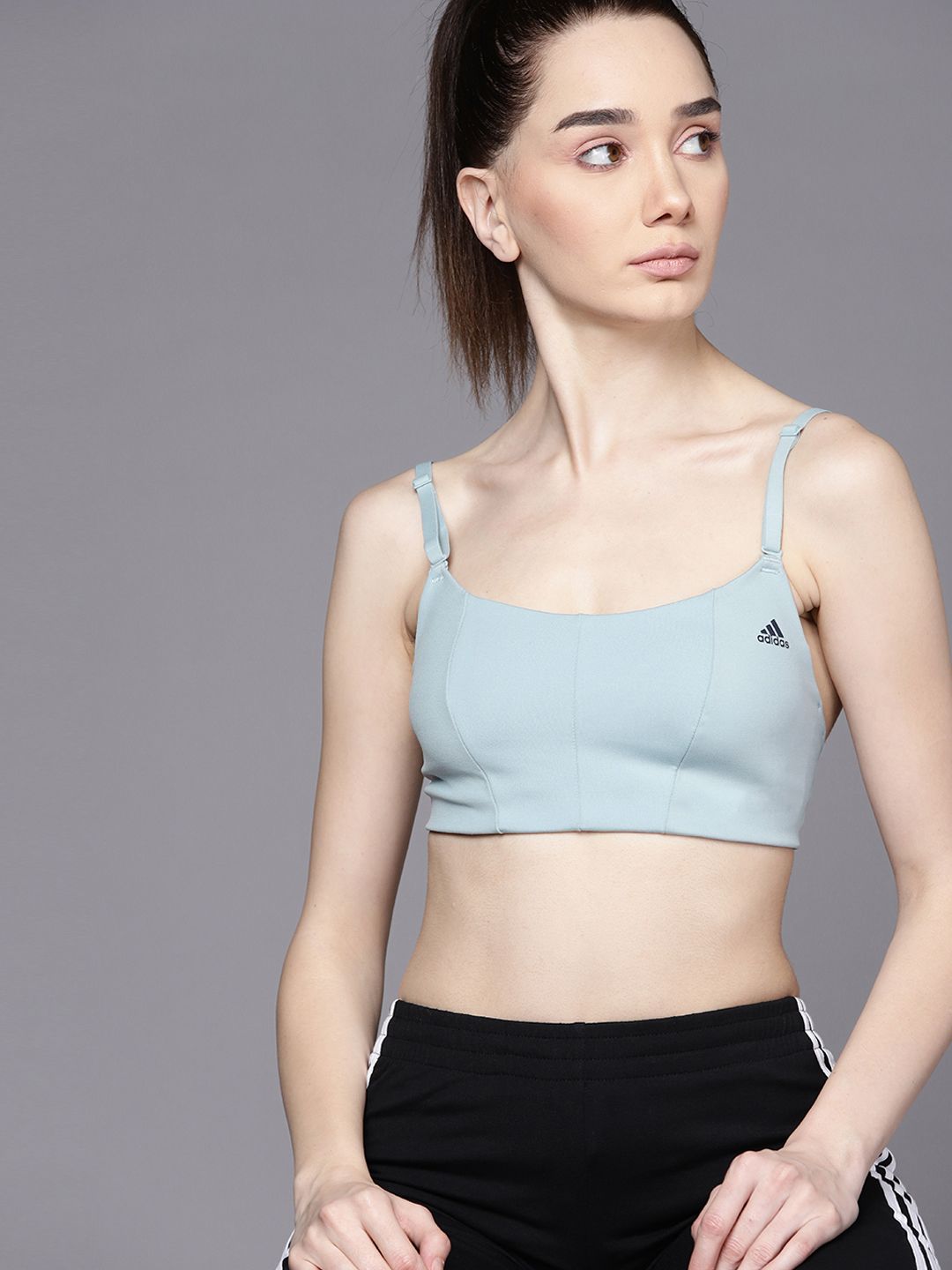 ADIDAS Grey STO Low Support Training Bra - Lightly Padded Price in India