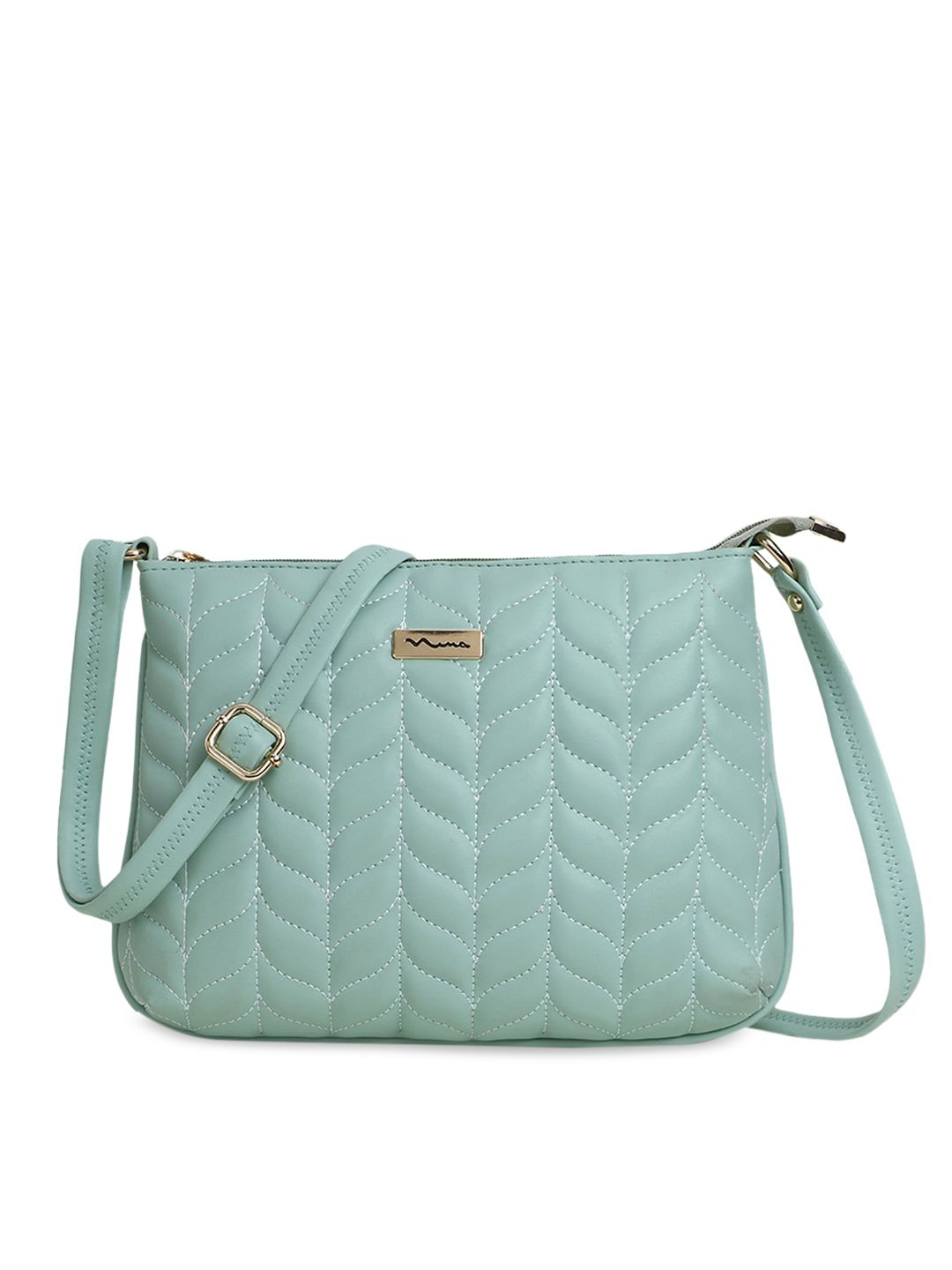 SHINING STAR Green Textured PU Structured Sling Bag Price in India