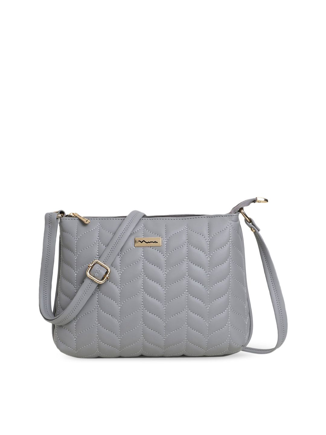 SHINING STAR Grey Geometric PU Structured Sling Bag Price in India