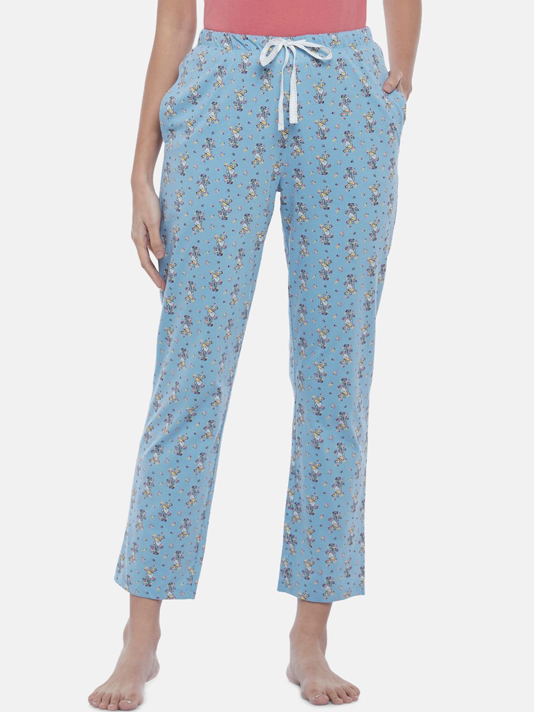 Dreamz by Pantaloons Women Blue Printed Cotton Lounge Pants Price in India