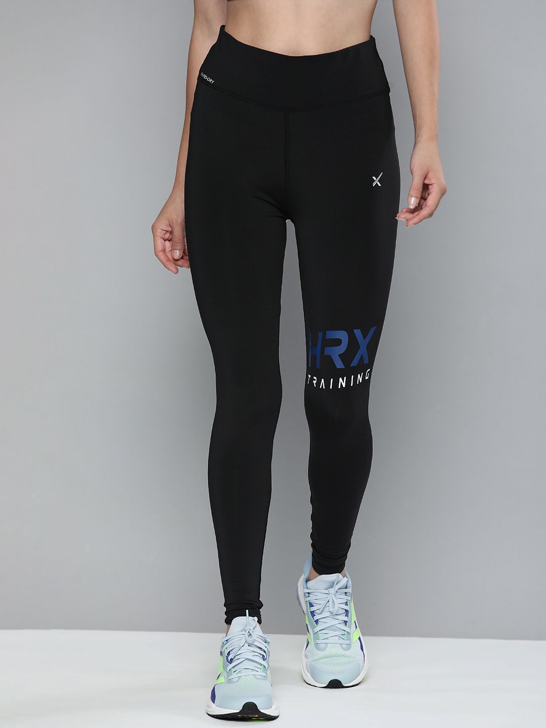 HRX by Hrithik Roshan Women Black Brand Logo Detail Training Tights Price in India