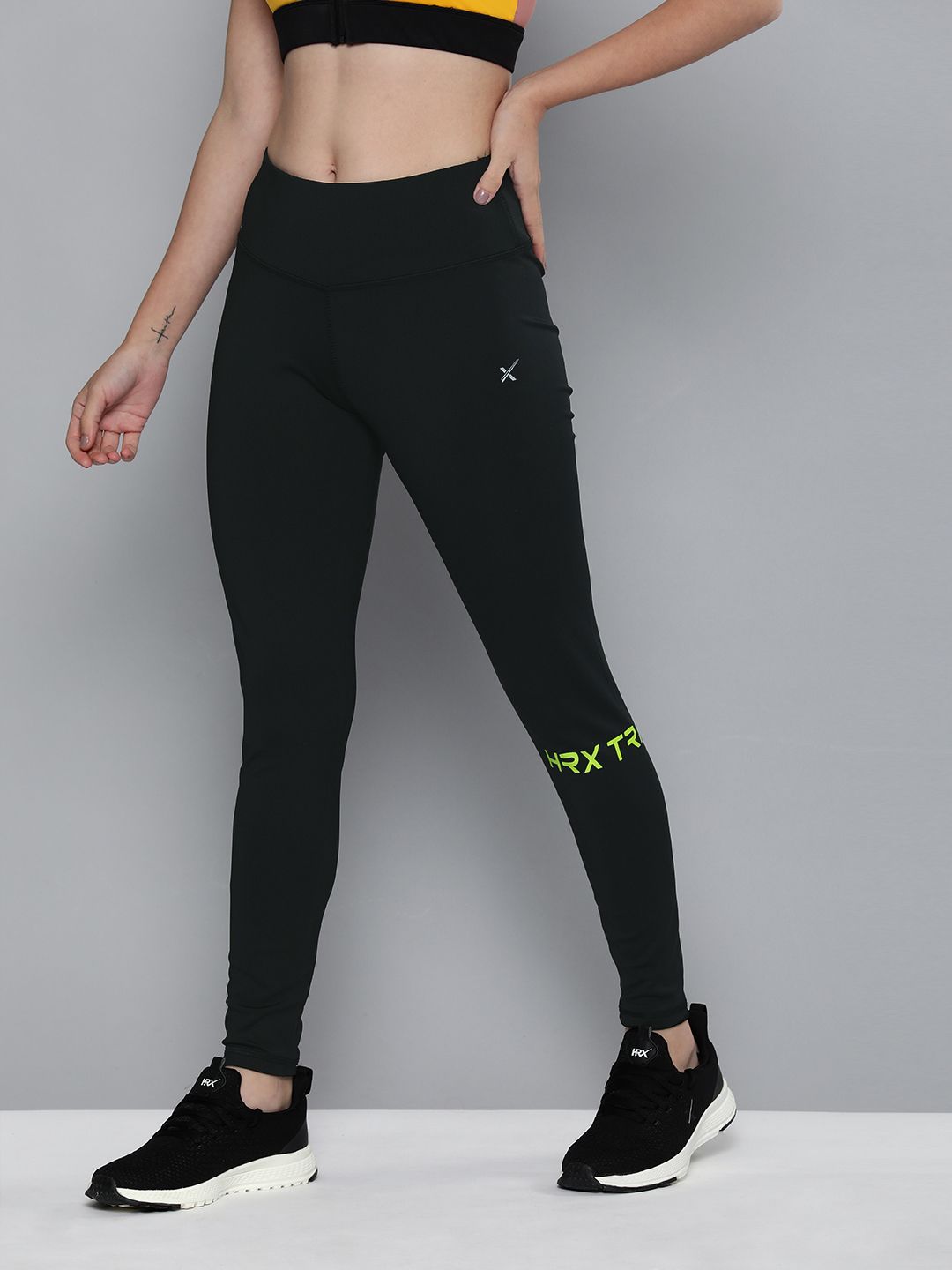 HRX by Hrithik Roshan Women Black Solid Rapid-Dry Training Tights Price in India