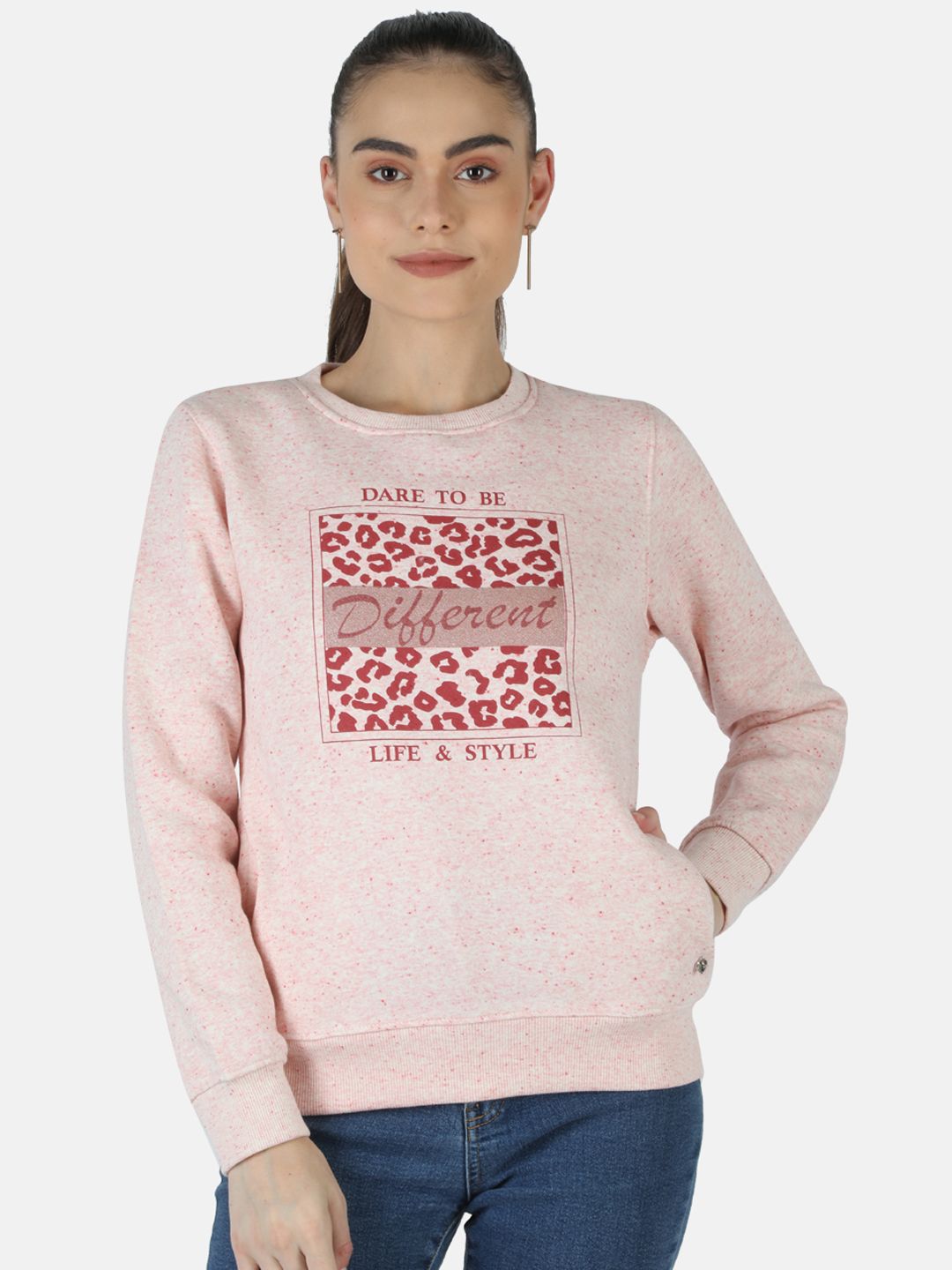 Monte Carlo Women Pink Printed Sweatshirt Price in India