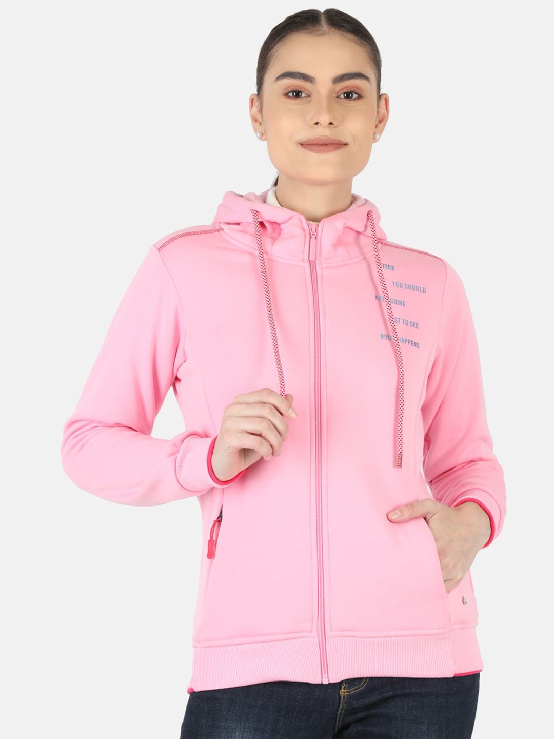 Monte Carlo Women Pink Hooded Sweatshirt Price in India