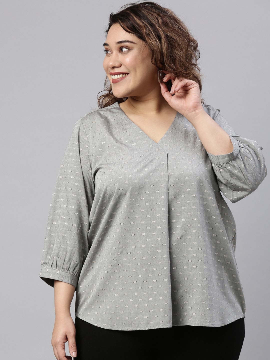 The Pink Moon Grey Pure Cotton Top