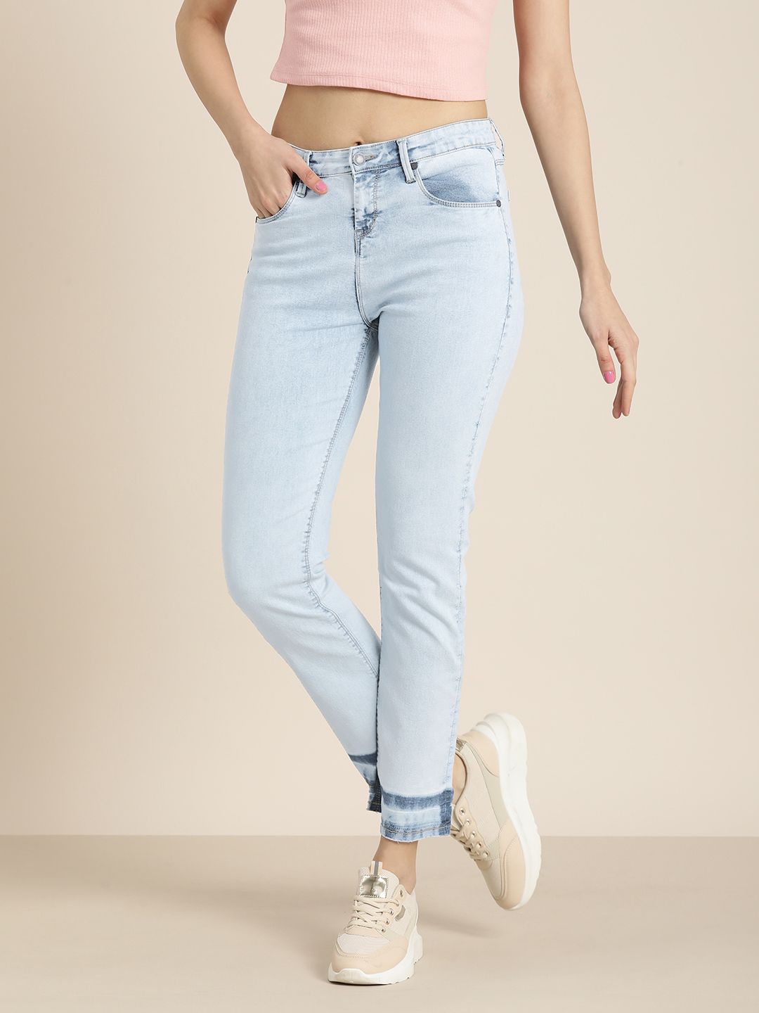 Moda Rapido Women Blue Faded Slim Fit Stretchable Casual Jeans Price in India
