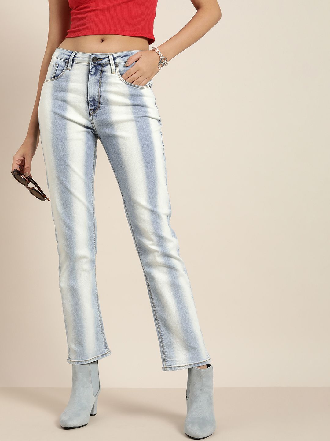 Moda Rapido Women Blue High-Rise Colourblocked Stretchable Jeans Price in India