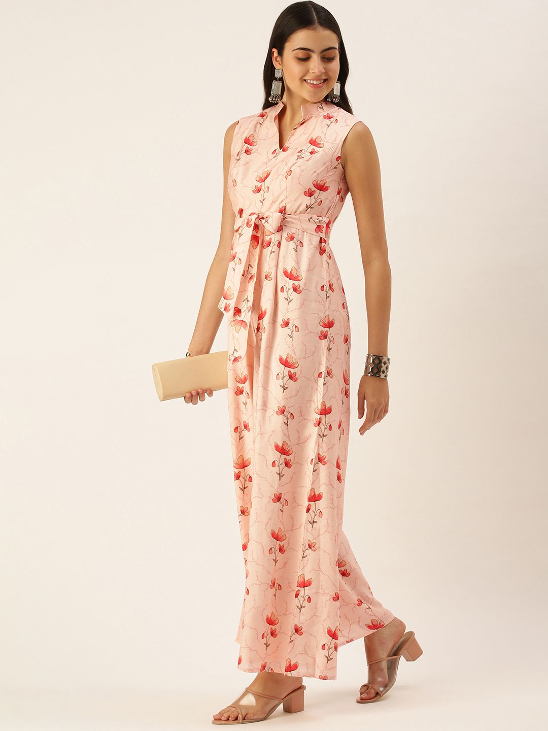 EthnoVogue Off-White & Red Printed Made To Measure Jumpsuit Price in India