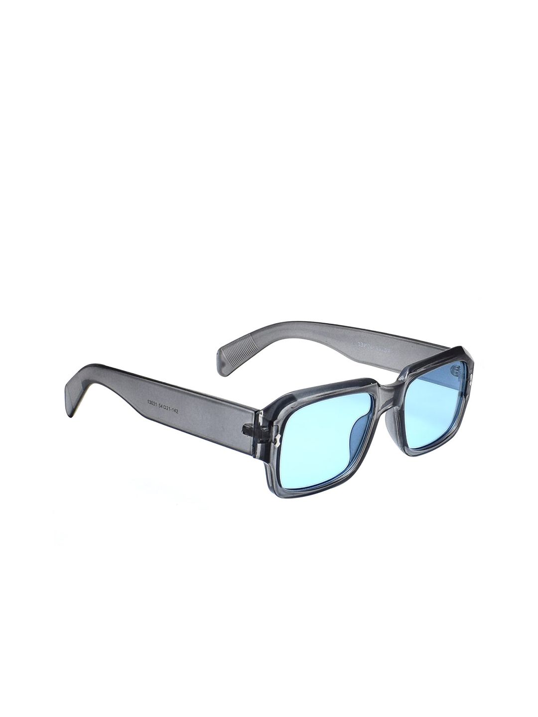 Peter Jones Eyewear Unisex Blue Lens & Black Square Sunglasses with UV Protected Lens Price in India