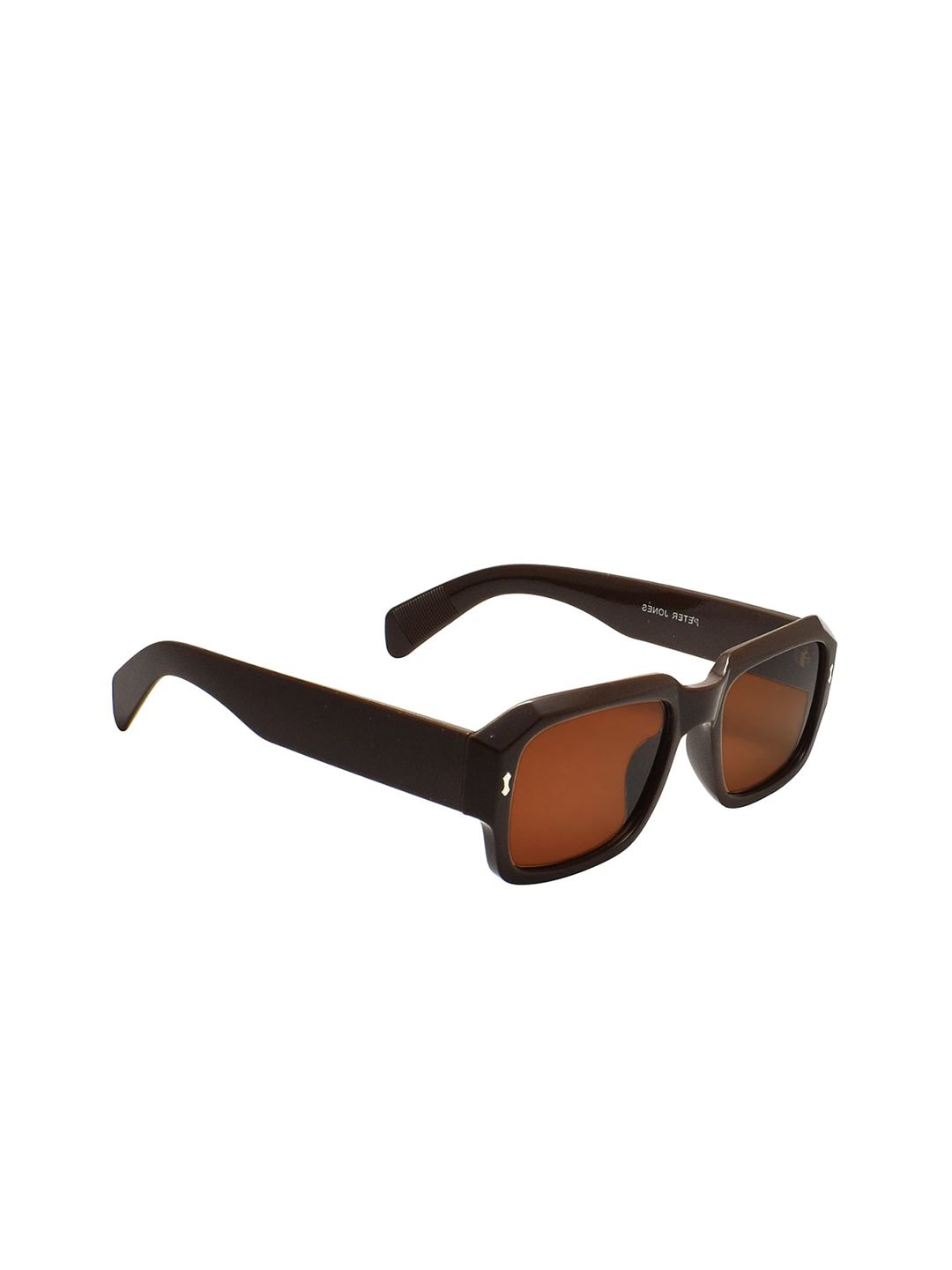 Peter Jones Eyewear Unisex Brown Lens & Black Square Sunglasses with UV Protected Lens Price in India