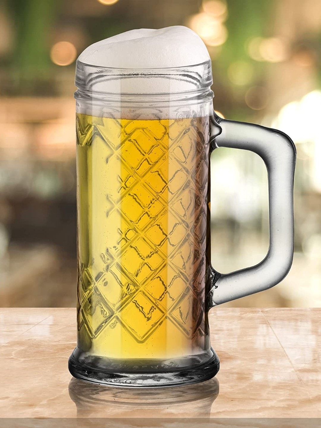 smart serve Set Of 2 Transparent Glass Beer Mug Price in India