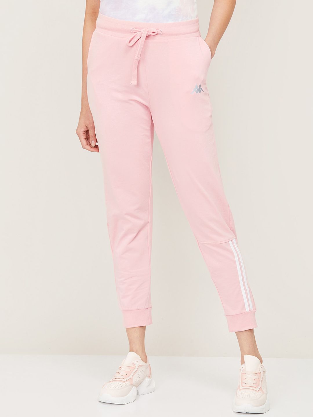 Kappa Women Pink Solid Pure Cotton Slim Fit Joggers Price in India