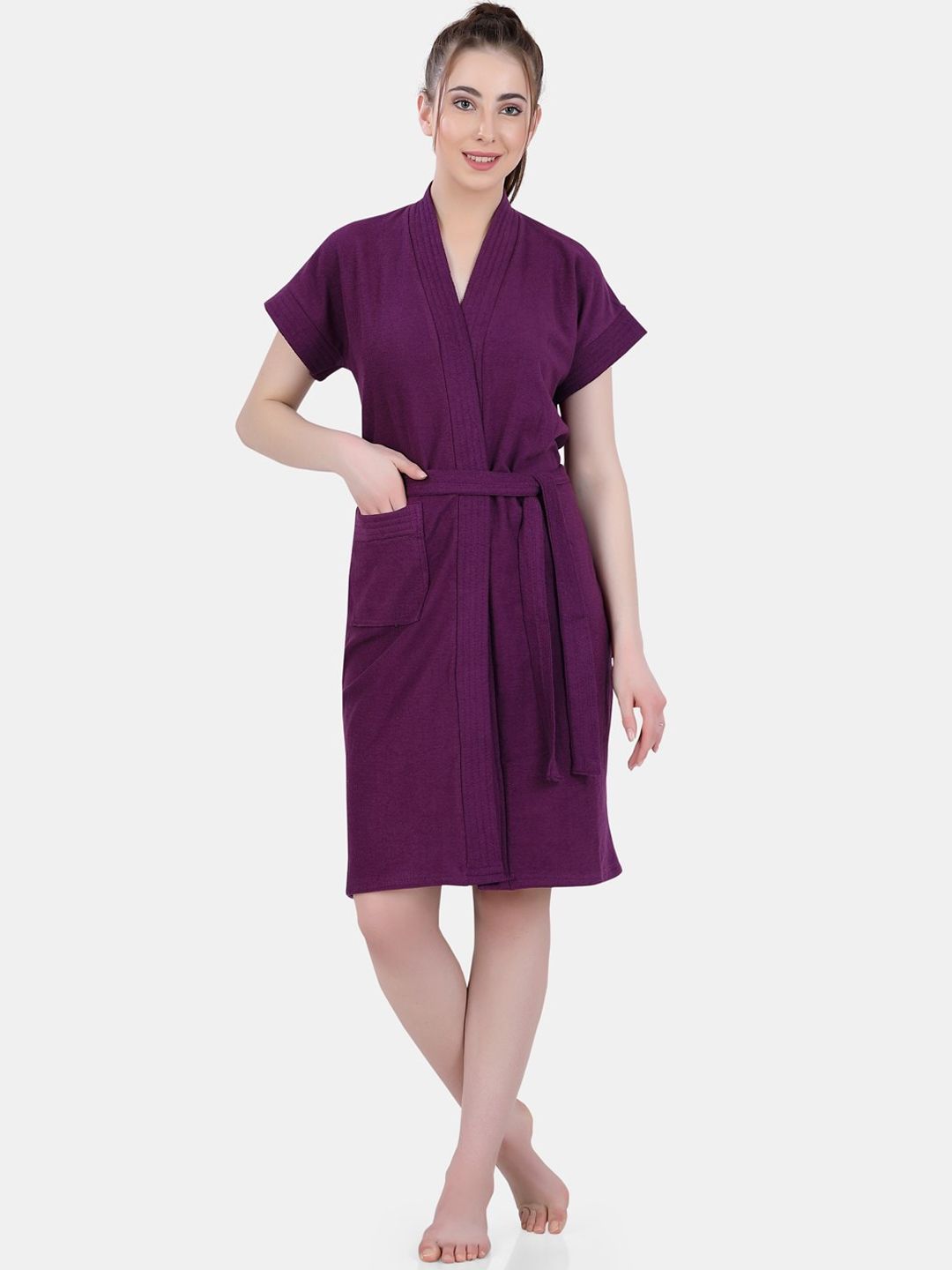 POPLINS Woman Purple Solid Bathrobe Price in India