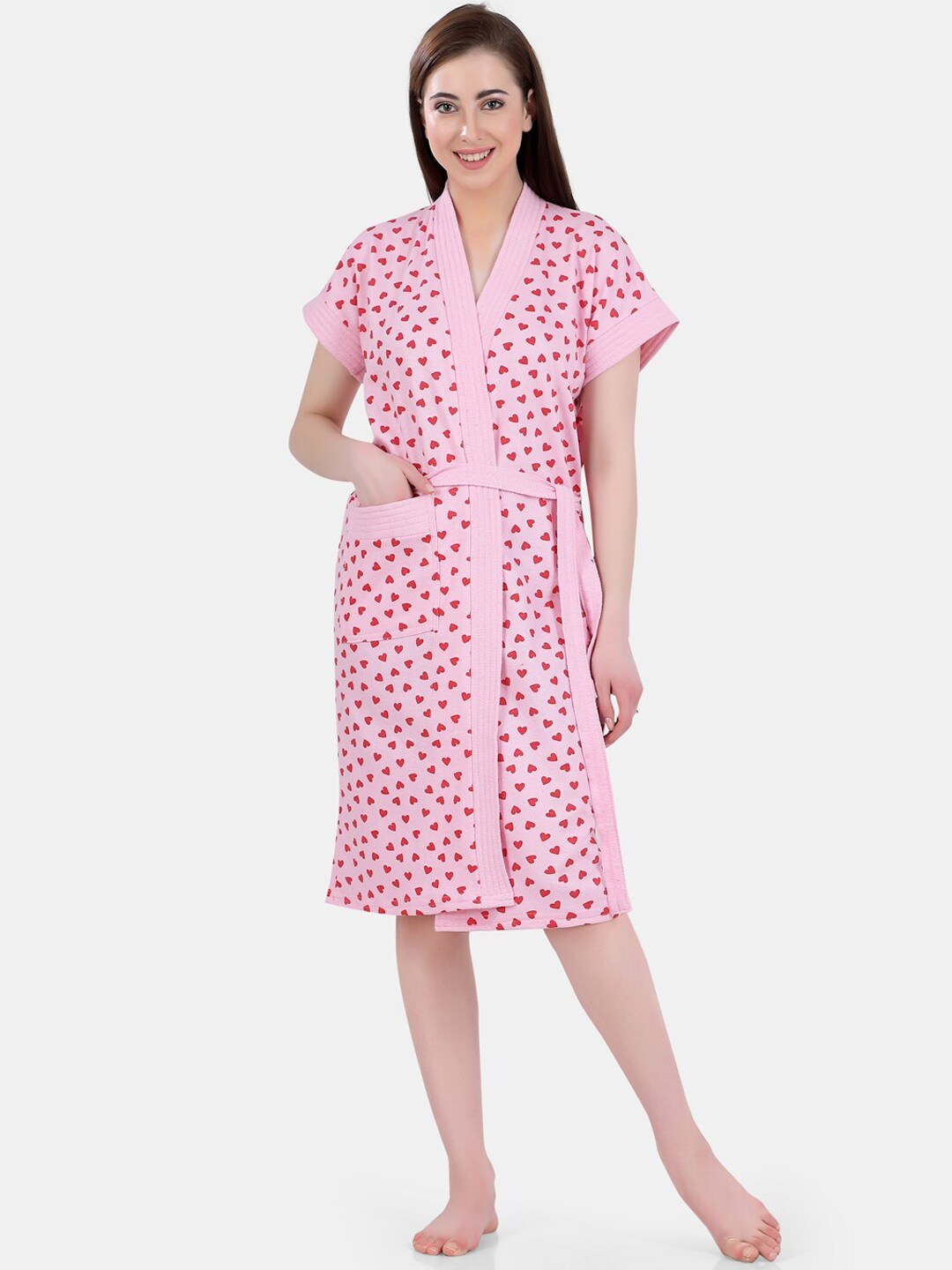POPLINS Women Pink Printed Bathrobe Price in India