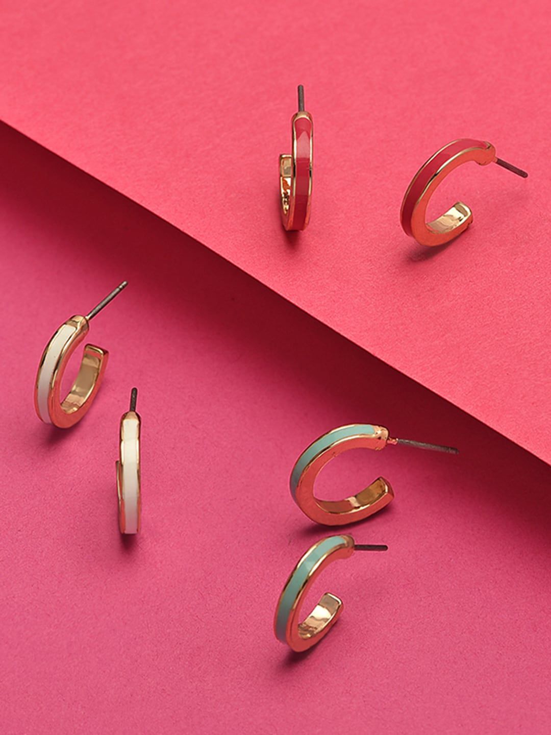 Accessorize Women Romantic Ramble set of 3 Enamel Hoop Earrings Price in India