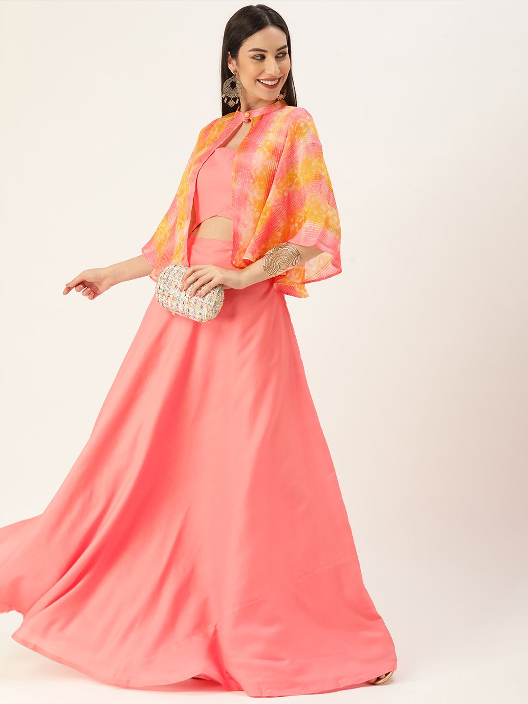 EthnoVogue Pink Ethnic Maxi Dress Price in India