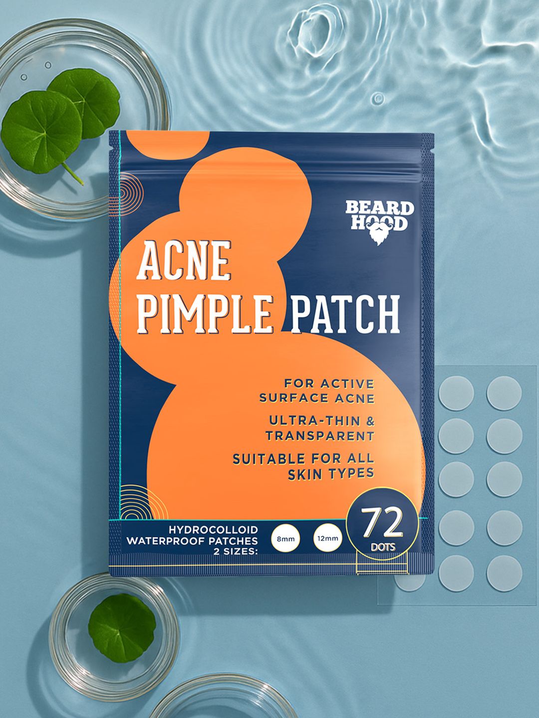 Beardhood Acne Pimple Patch 72 Hydrocolloid Waterproof Patches for Active Surface Acne
