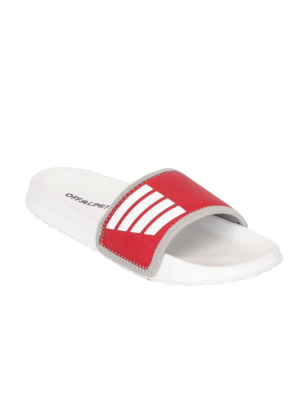 OFF LIMITS Women Red & White Solid Sliders Price in India