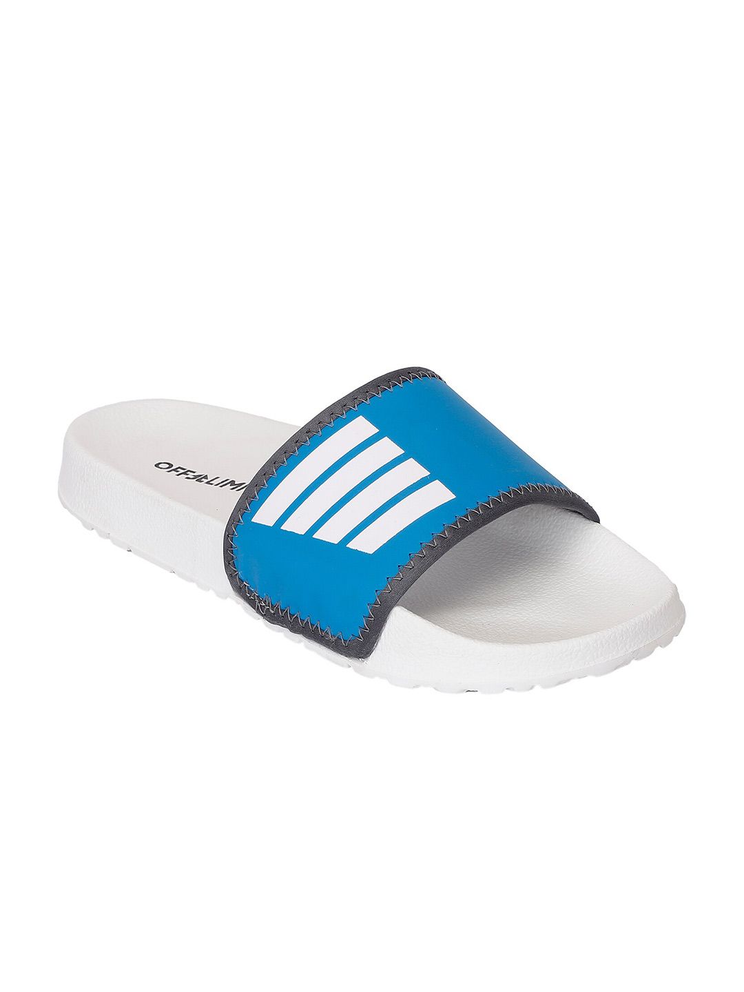 OFF LIMITS Women Blue & White Striped Slip-On Flip Flops Price in India