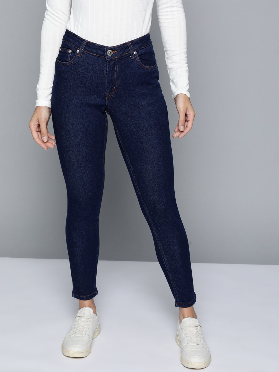 Chemistry Women Navy Blue Stretchable Jeans Price in India