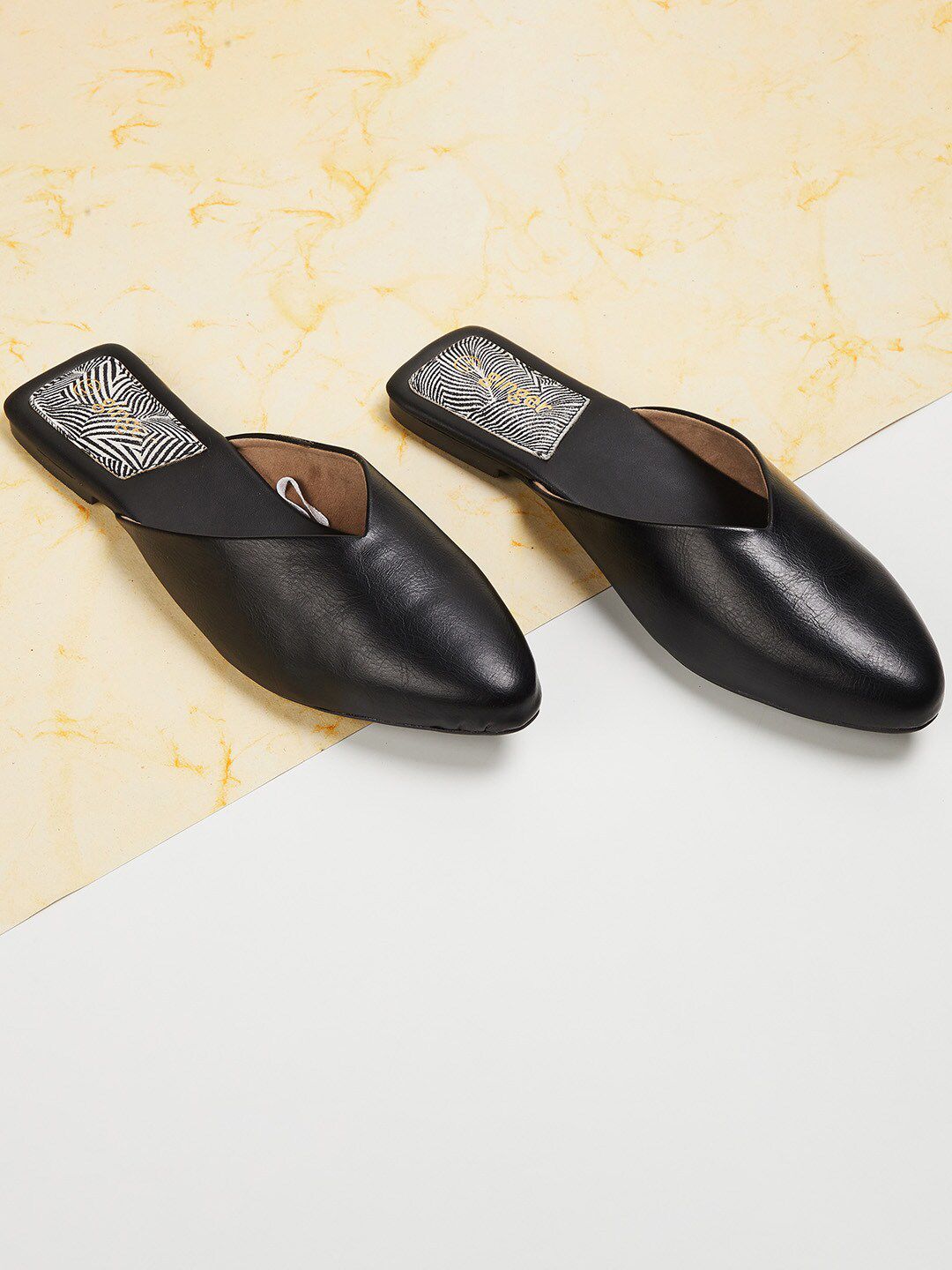 Ginger by Lifestyle Women Black Solid Mule Flats Price in India