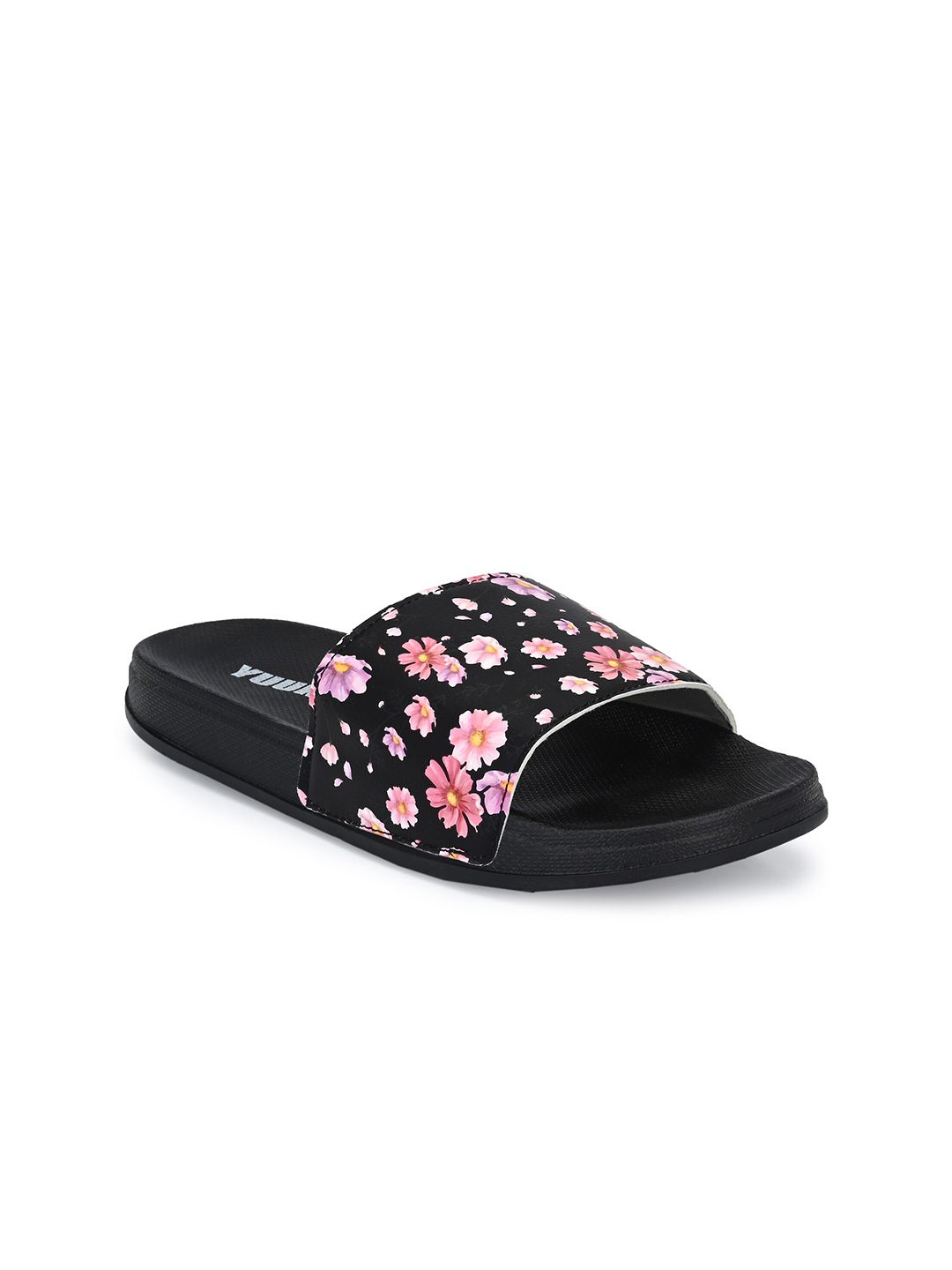 Yuuki Women Black & Pink Printed Slip-On Price in India