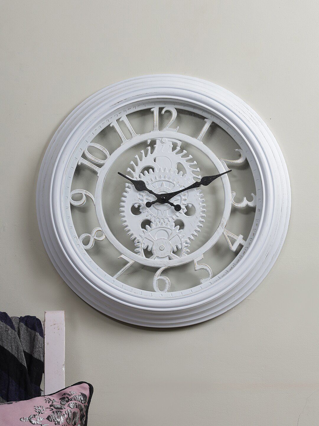 House Of Accessories White Vintage Wall Clock Price in India