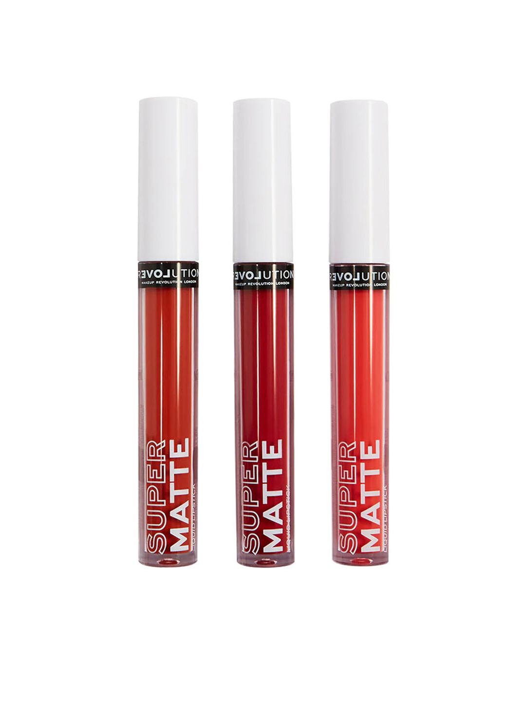 Makeup Revolution London Set of 3 Relove Supermatte Liquid Lip Set  4 ml Each - Heat