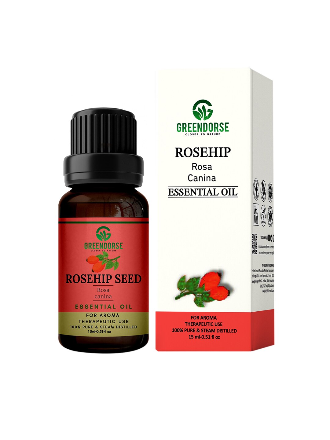 GREENDORSE Rosehip Seed 100% Pure & Steam Distilled Rosa Canina Essential Oil - 15 ml Price in India