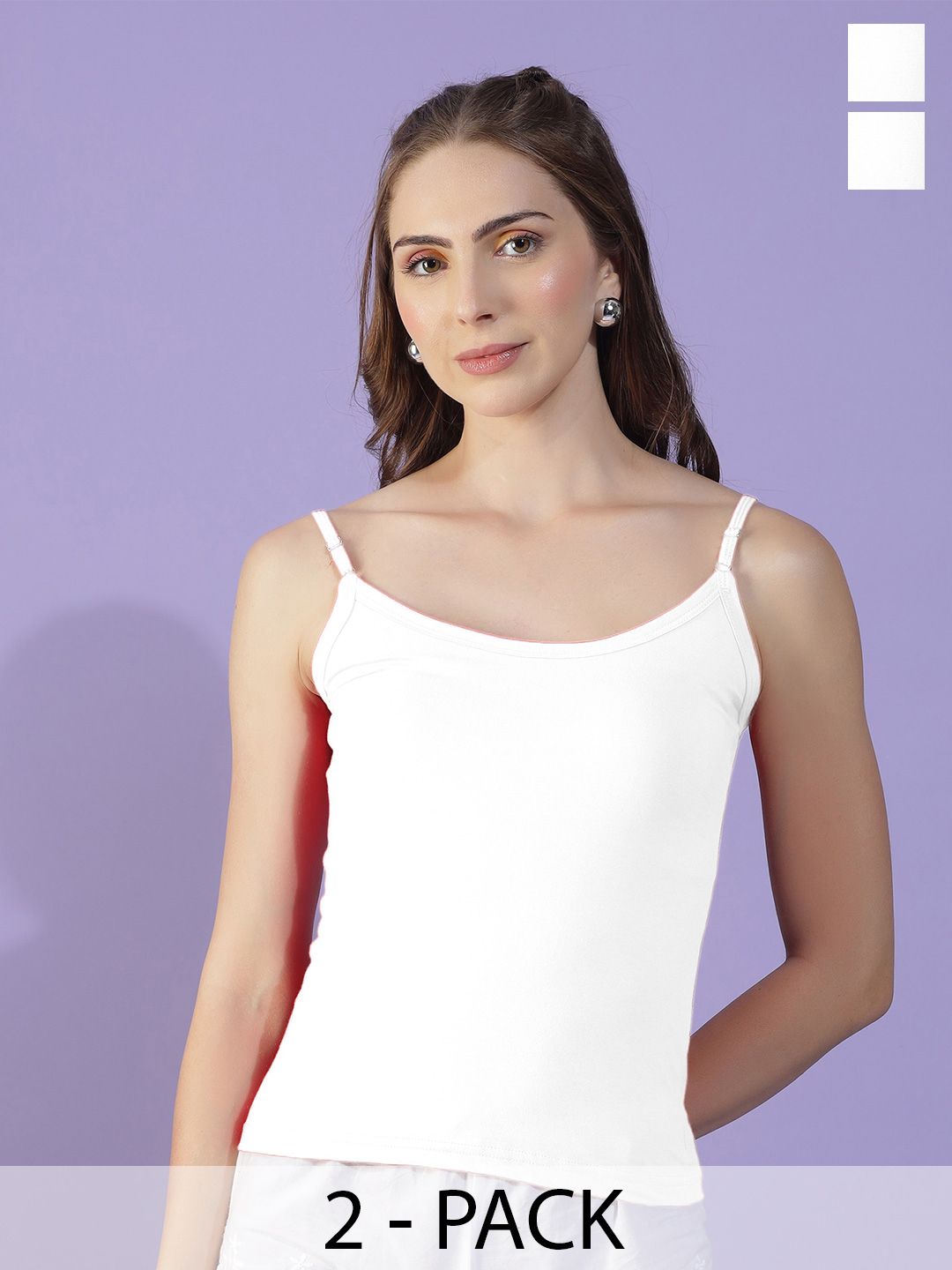 Dollar Missy Women Pack of 2 Combed Cotton Camisole