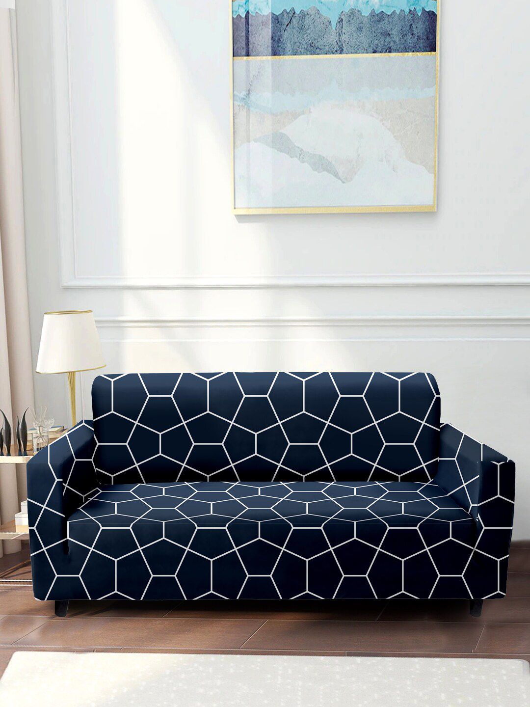Aura Blue Printed Sofa Covers Price in India