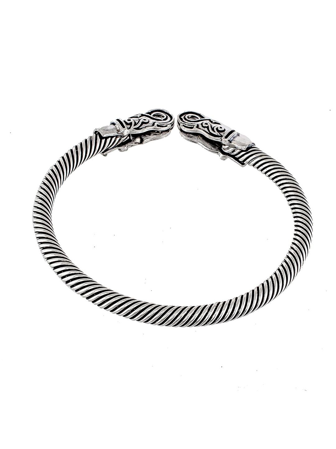 Silvermerc Designs Women Silver-Plated Brass Oxidised Kada Bracelet Price in India