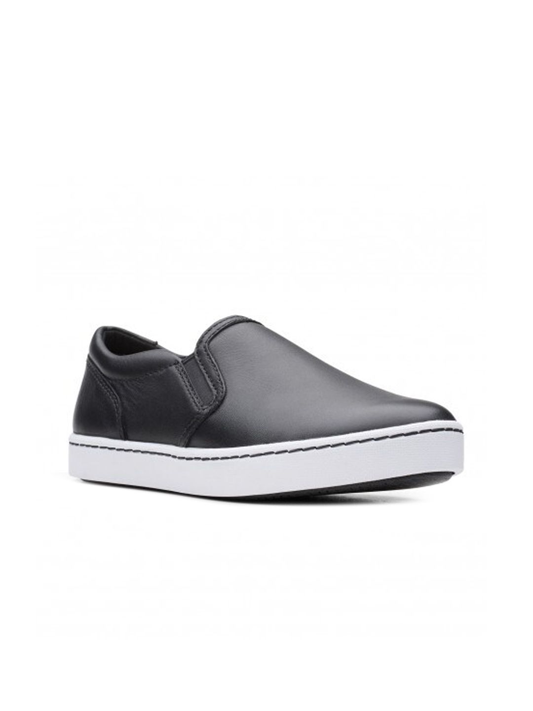 Clarks Women Black Solid Leather Slip-On Sneakers Price in India