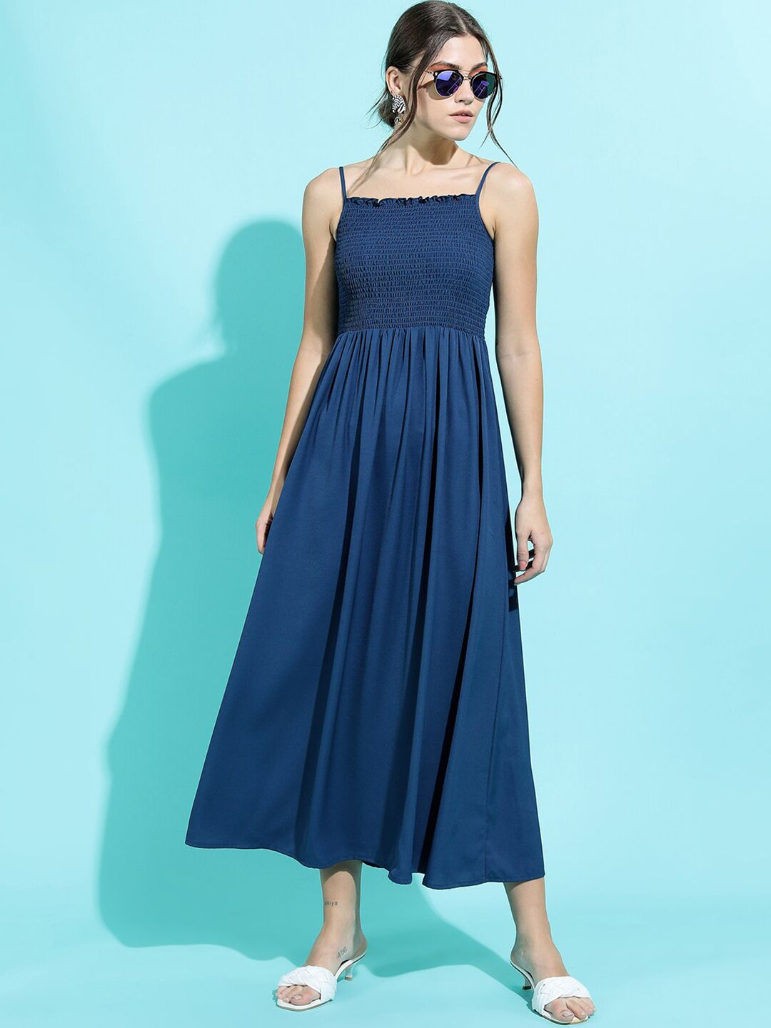 Tokyo Talkies Women Stunning Blue Solid Dress Price in India